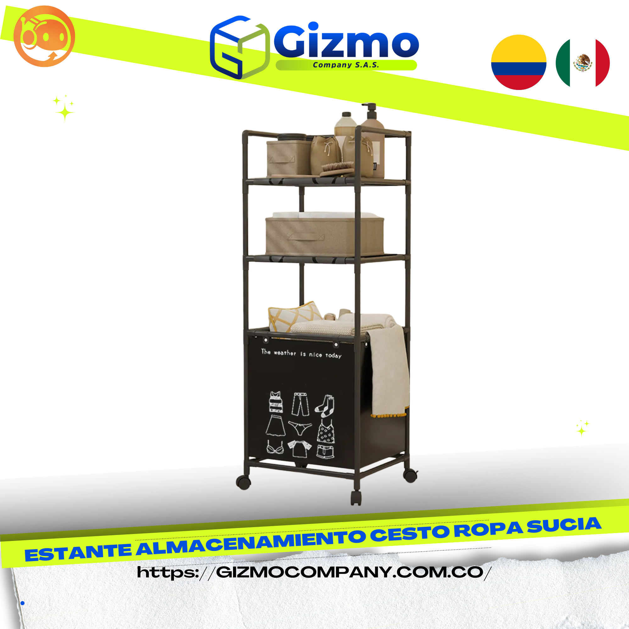 Estante Almacenamiento Cesto Ropa Sucia